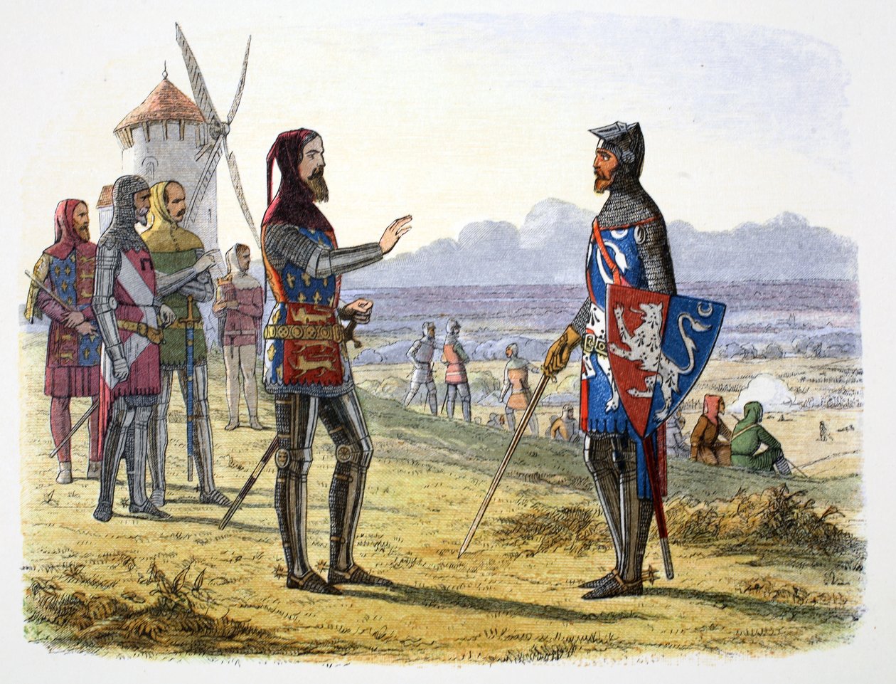 Kong Edward III nekter å hjelpe sønnen i slaget ved Crecy, Frankrike, 1346 1864 av James William Edmund Doyle