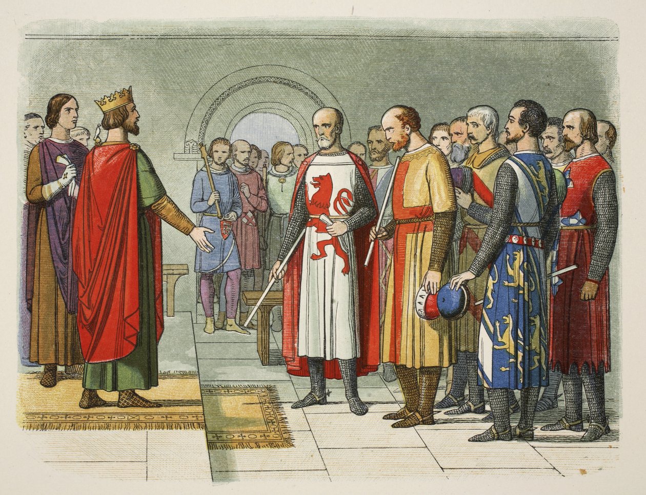 Kong Henry III og hans parlament, Westminster, 1258, fra A Chronicle of England BC 55 til AD 1485, pub. London, 1863 av James William Edmund Doyle