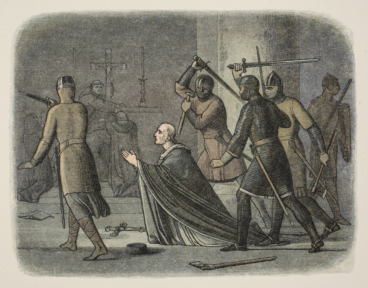 Murder of Thomas Becket, Canterbury Cathedral, 29. desember 1170, fra A Chronicle of England BC 55 til AD 1485, pub. London av James William Edmund Doyle