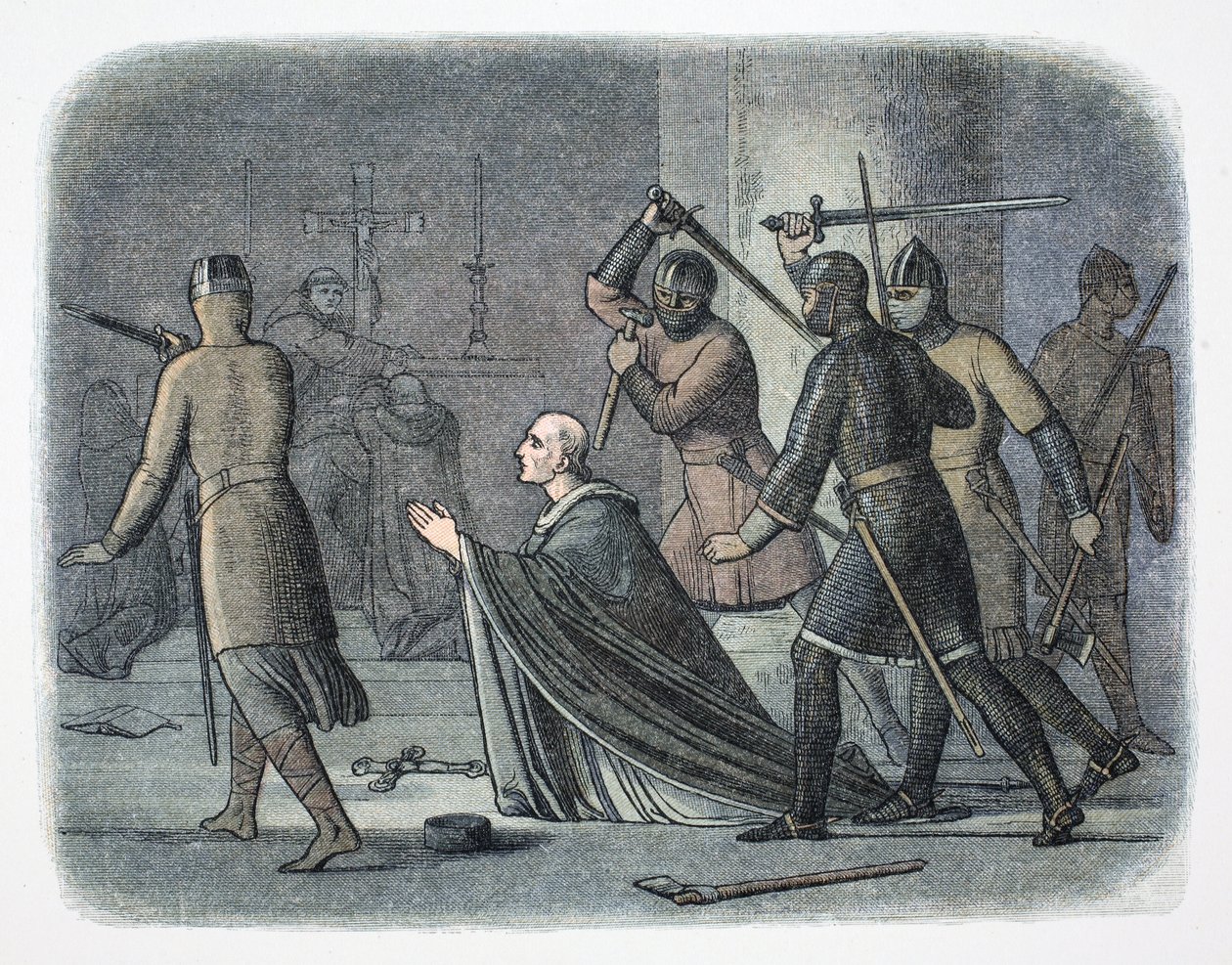 Mordet på Thomas Becket, Canterbury Cathedral, Kent, 1170 1864. av James William Edmund Doyle