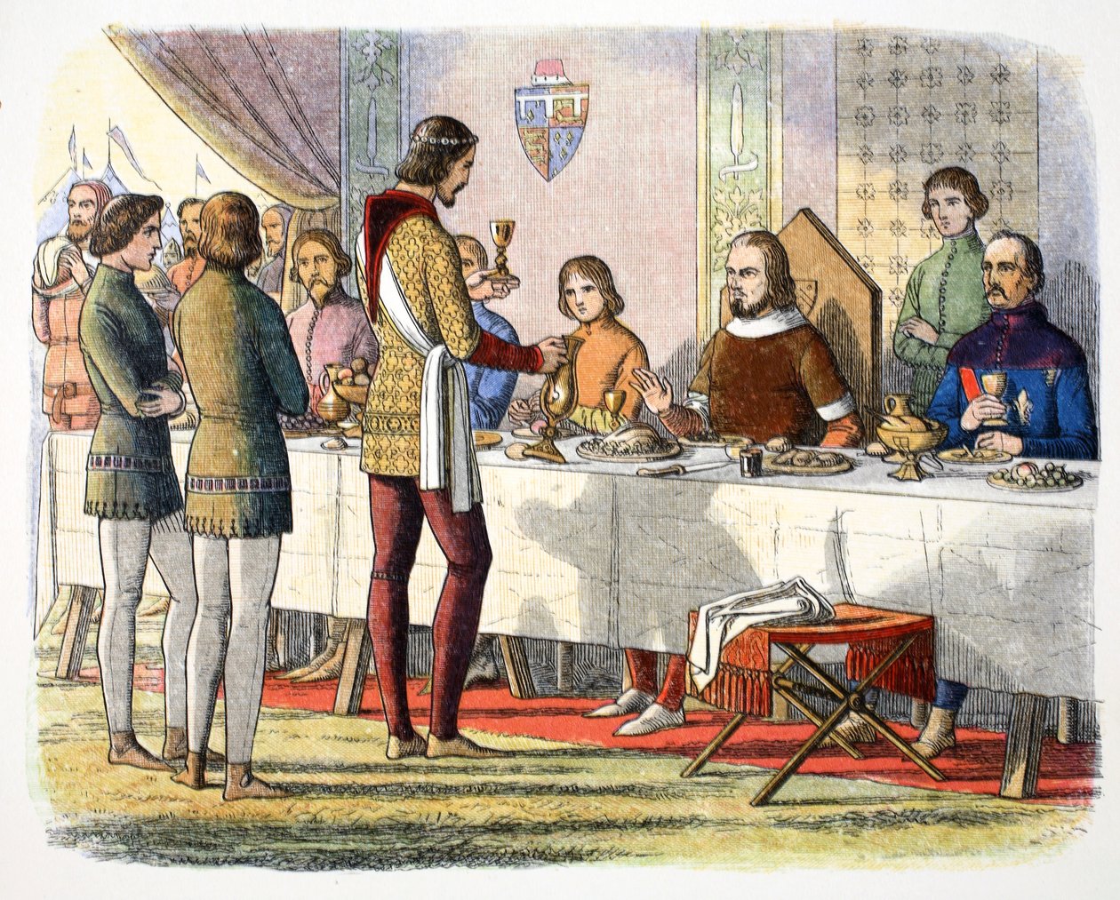 Prins Edward serverer John av Artois ved bordet etter å ha beseiret ham ved Poitiers, 1356 1864 av James William Edmund Doyle