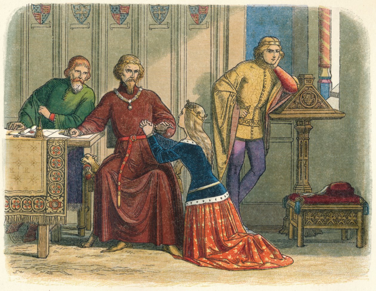 Dronning Anne går i forbønn fra Sir Simon Burley, 1388 1864 av James William Edmund Doyle