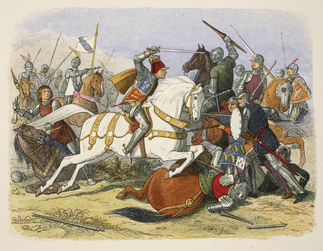 Richard III på Bosworth Field, 22. august 1485, fra A Chronicle of England BC 55 til AD 1485, pub. London, 1863 av James William Edmund Doyle