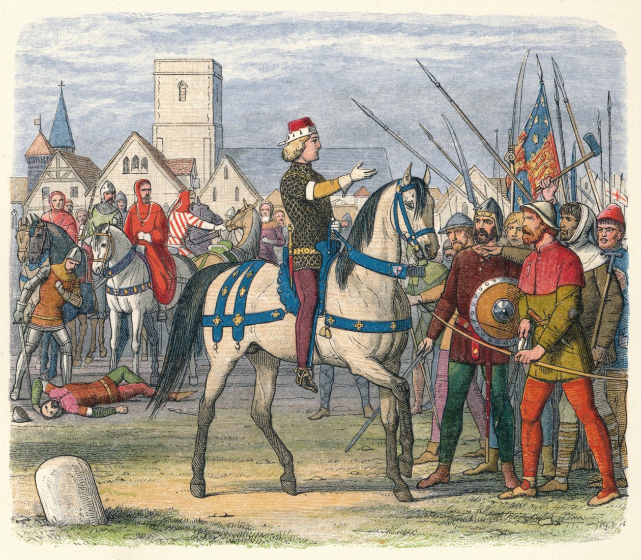 Richard overtar kommandoen til opprørerne, 1381 1864 av James William Edmund Doyle