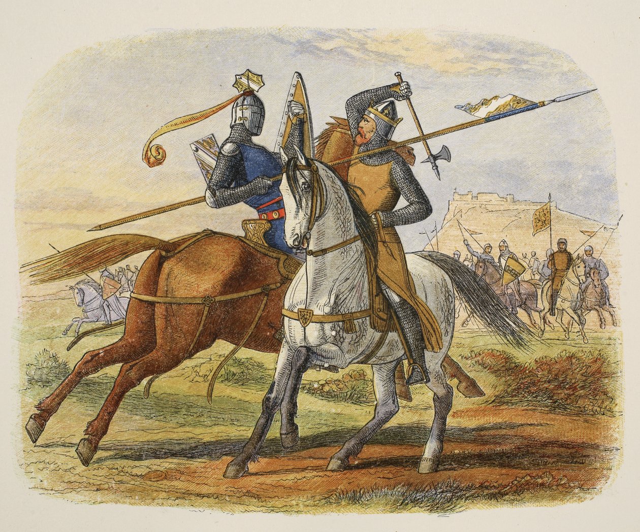 Sir Robert Bruce dreper Sir Henry Bohun, fra A Chronicle of England BC 55 til AD 1485, pub. London, 1863 av James William Edmund Doyle