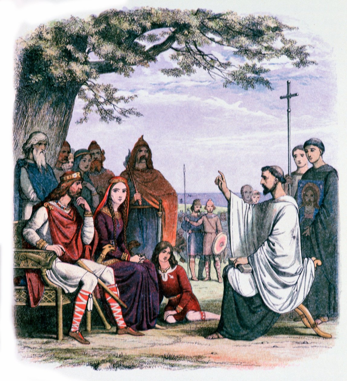 St Augustine forkynner for kong Ethelbert og dronning Bertha, 1800-tallet av James William Edmund Doyle