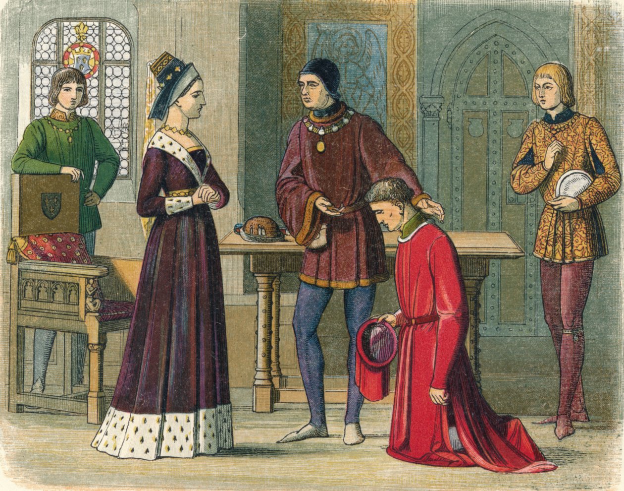 Jarlen av Warwick underkaster seg dronning Margaret, 1470 1864 av James William Edmund Doyle