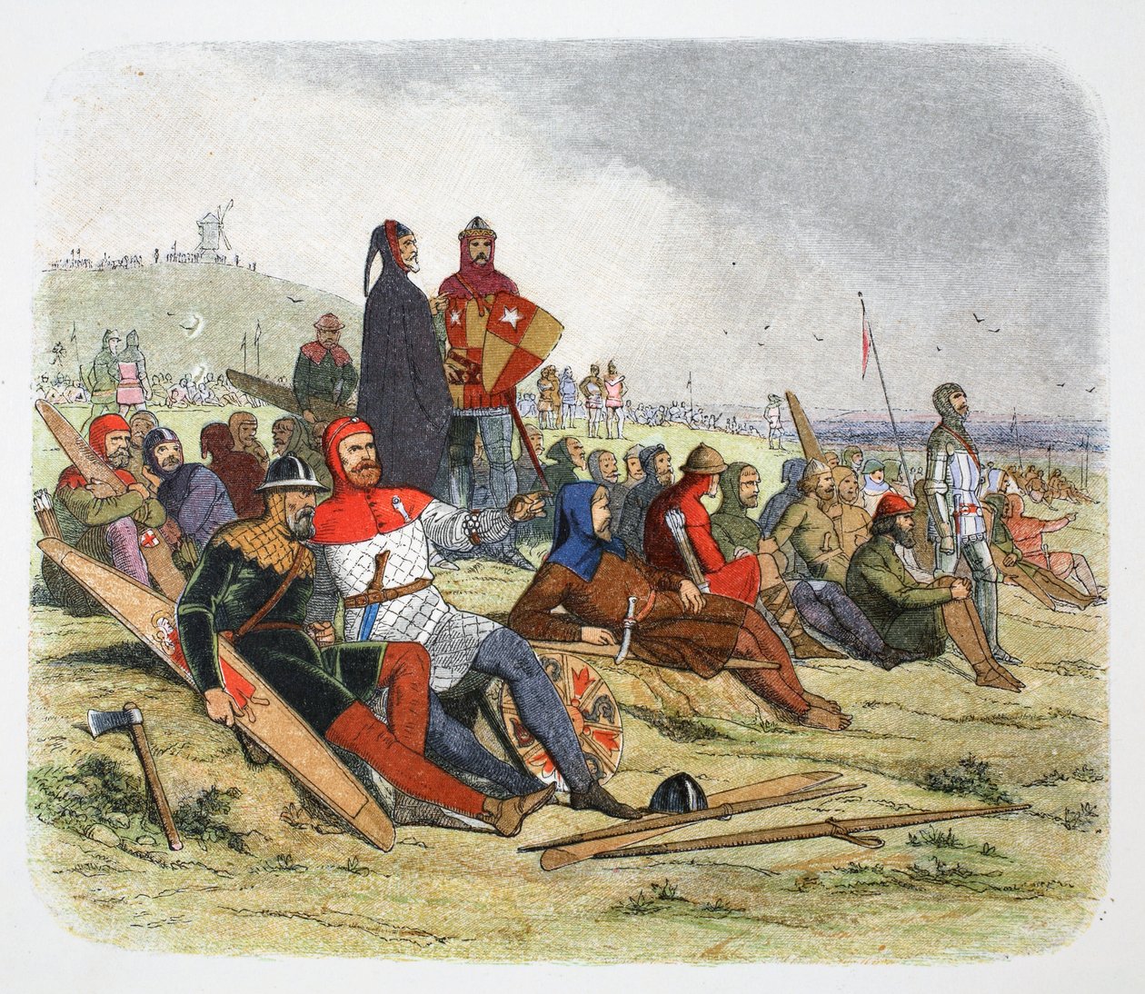 Engelskmennene venter på franskmennene i slaget ved Crecy, Frankrike 1346-1864 av James William Edmund Doyle
