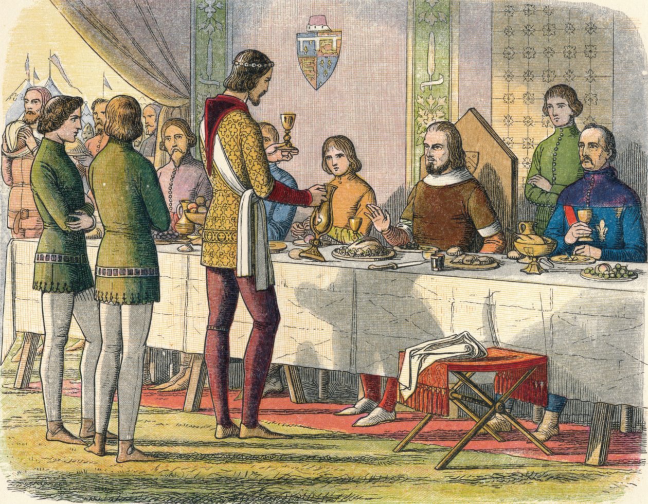 Prinsen serverer kong John ved bordet, 1356 1864 av James William Edmund Doyle