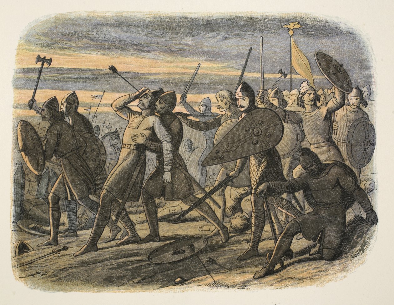 Harold IIs død i slaget ved Hastings, 1066, fra A Chronicle of England BC 55 til AD 1485, pub. London, 1863 av James William Edmund Doyle