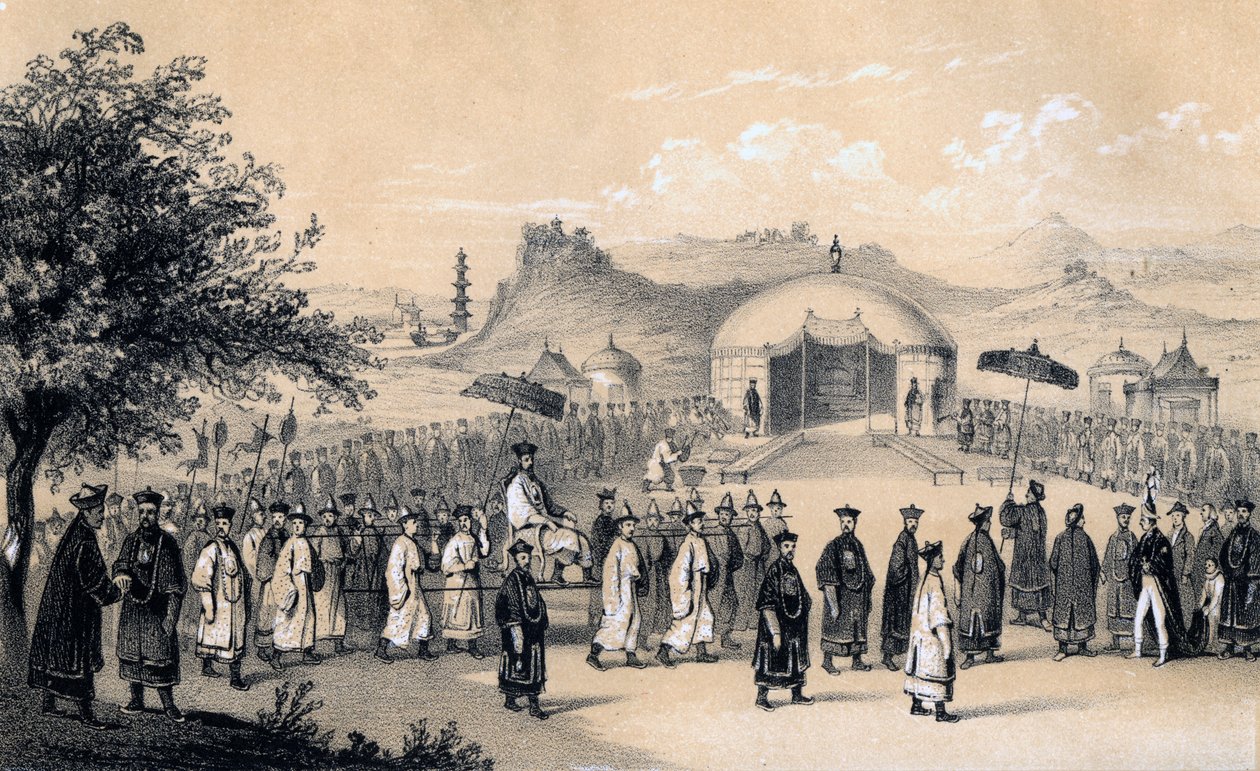 Tilnærming fra keiseren av Kina, for å motta den britiske ambassadøren, 1847 av James William Giles