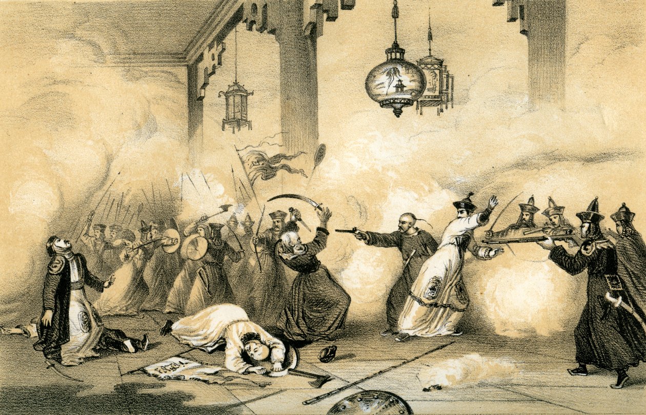 Den nåværende keiseren av Kina da en ung mann reddet sin fars liv..., c1796-1804, 1847. av James William Giles