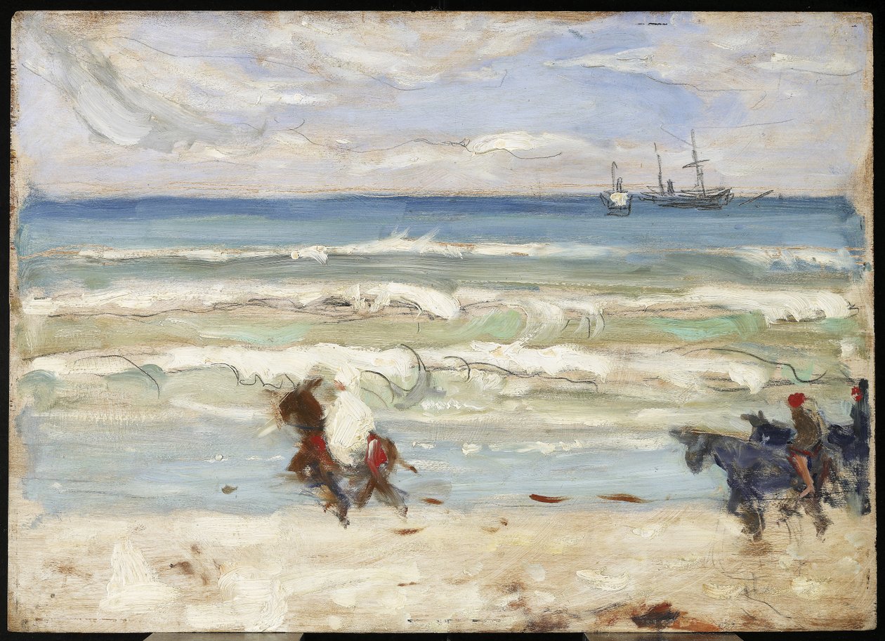 Beach Scene, Tangier, ca. 1911 (olje og grafitt på panel) av James Wilson Morrice