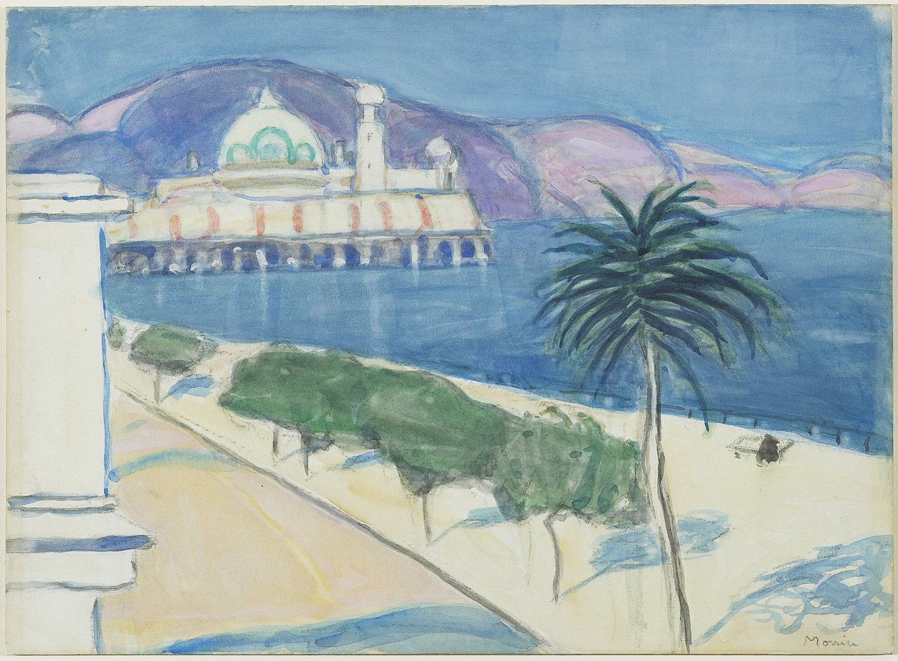 Casino by the Sea, ca. 1921 (grafitt og akvarell på vevd papir montert om bord) av James Wilson Morrice