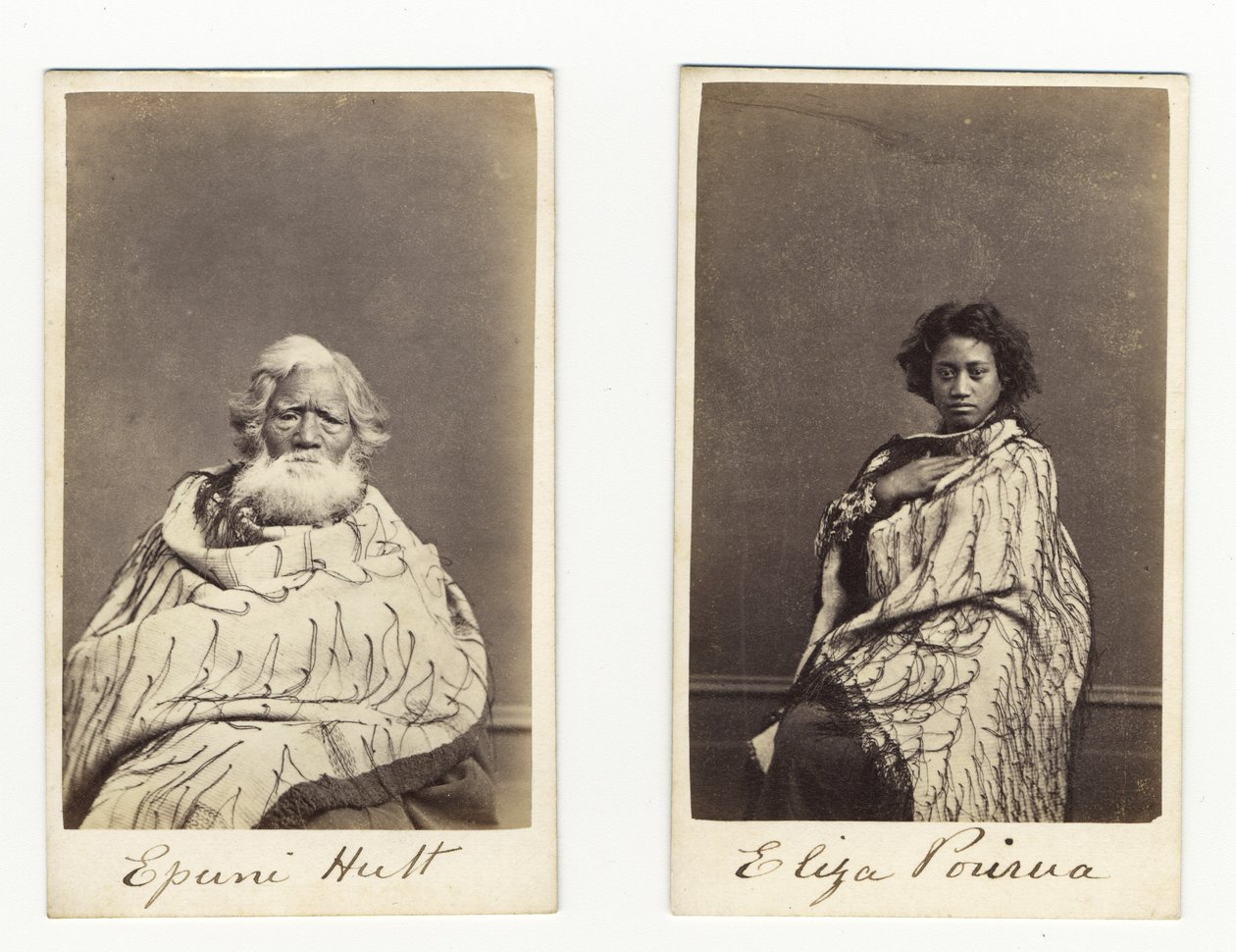 Epuni Hutt og Eliza Porirua, ca. 1865 (albumtrykk) av James Wrigglesworth