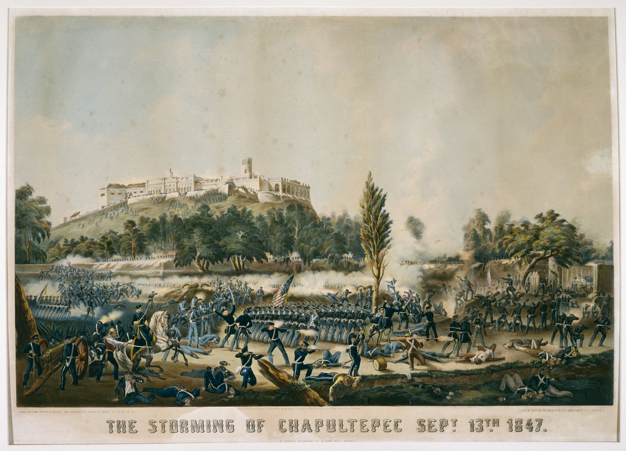 The Storming of Chapultepec 13. september 1847, 1848 (kromolitografi på vevd papir) av James after Walker