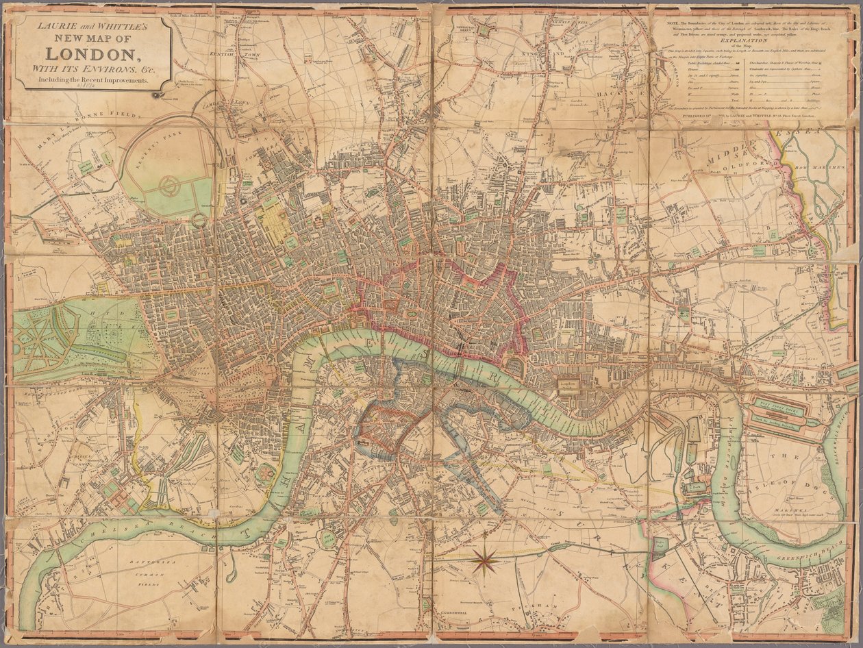 Laurie og Whittles nye kart over London med omegn, etc. Inkludert de siste forbedringene av James and Laurie Robert  Whittle
