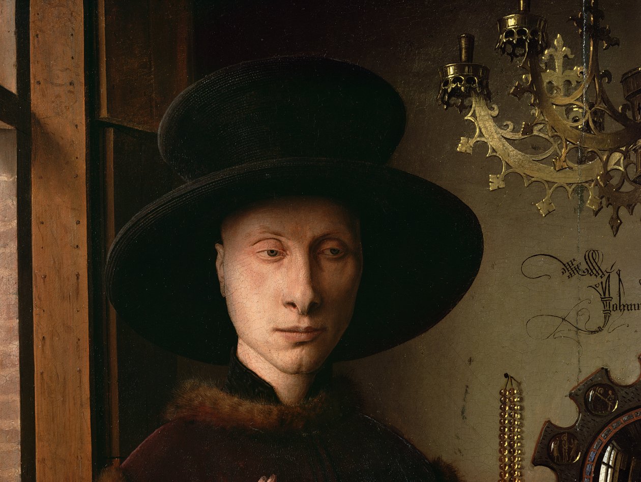 Portrettet av Giovanni Arnolfini og hans kone Giovanna Cenami (The Arnolfini Marriage) 1434 (detalj av 1765) av Jan van Eyck