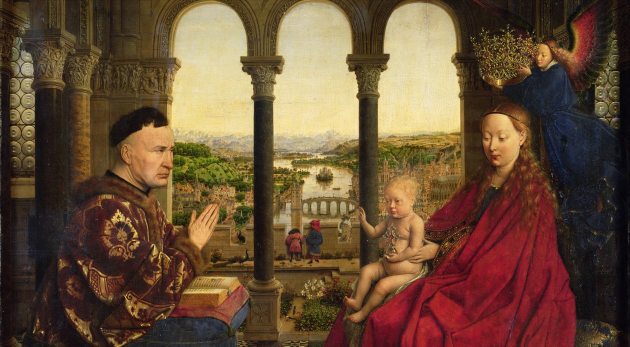 The Rolin Madonna, ca. 1435 (panel) (detalj fra 2993) av Jan van Eyck