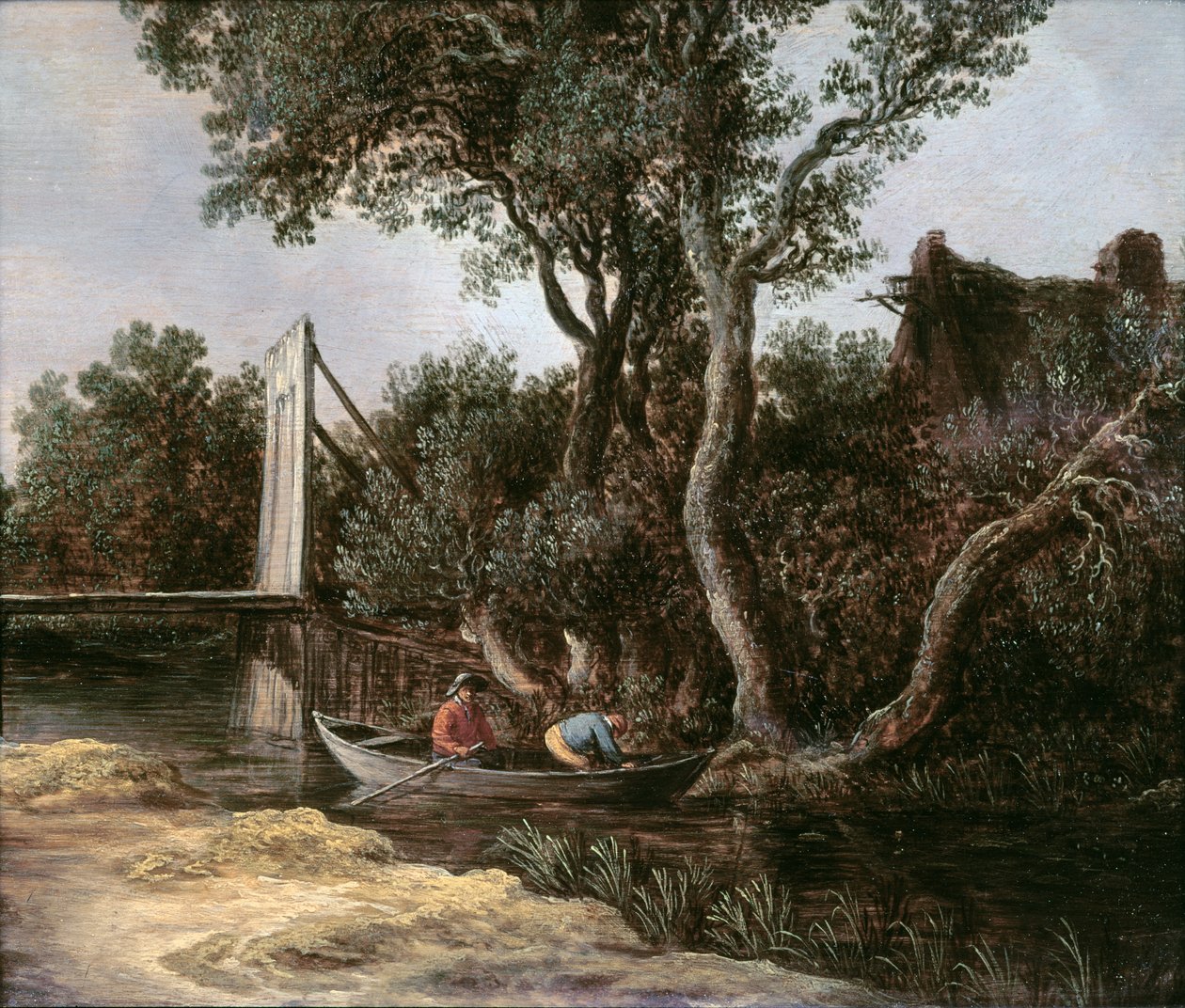 Landskap med bro, ca. 1628 av Jan Josephsz van Goyen