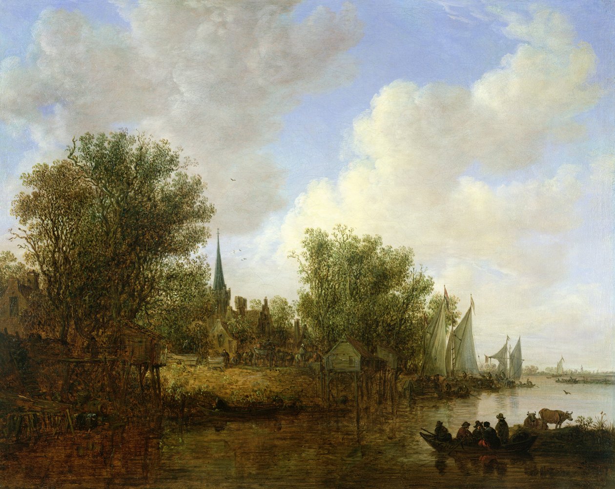 Elvescene med utsikt over Overschie, 1651 av Jan Josephsz van Goyen