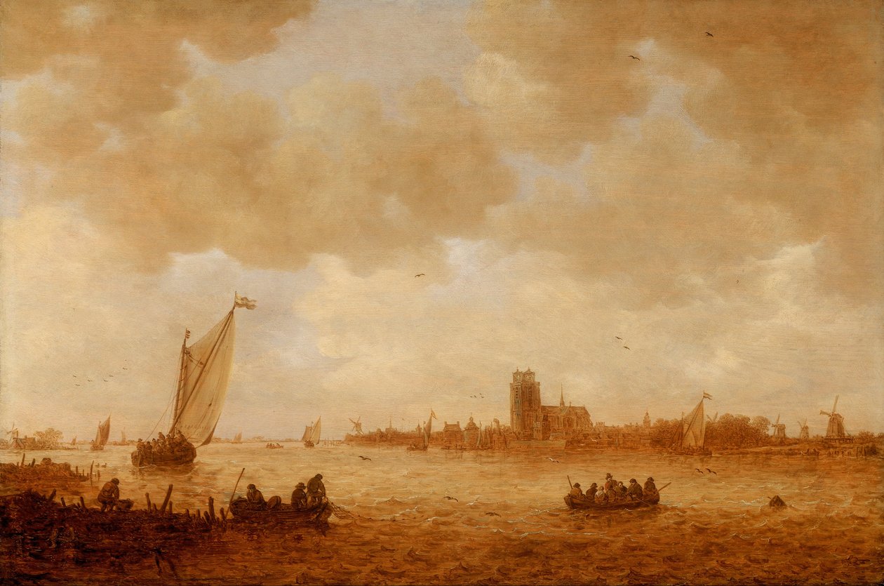 Utsikt over Dordrecht med Grote Kirk over Maas av Jan Josephsz van Goyen