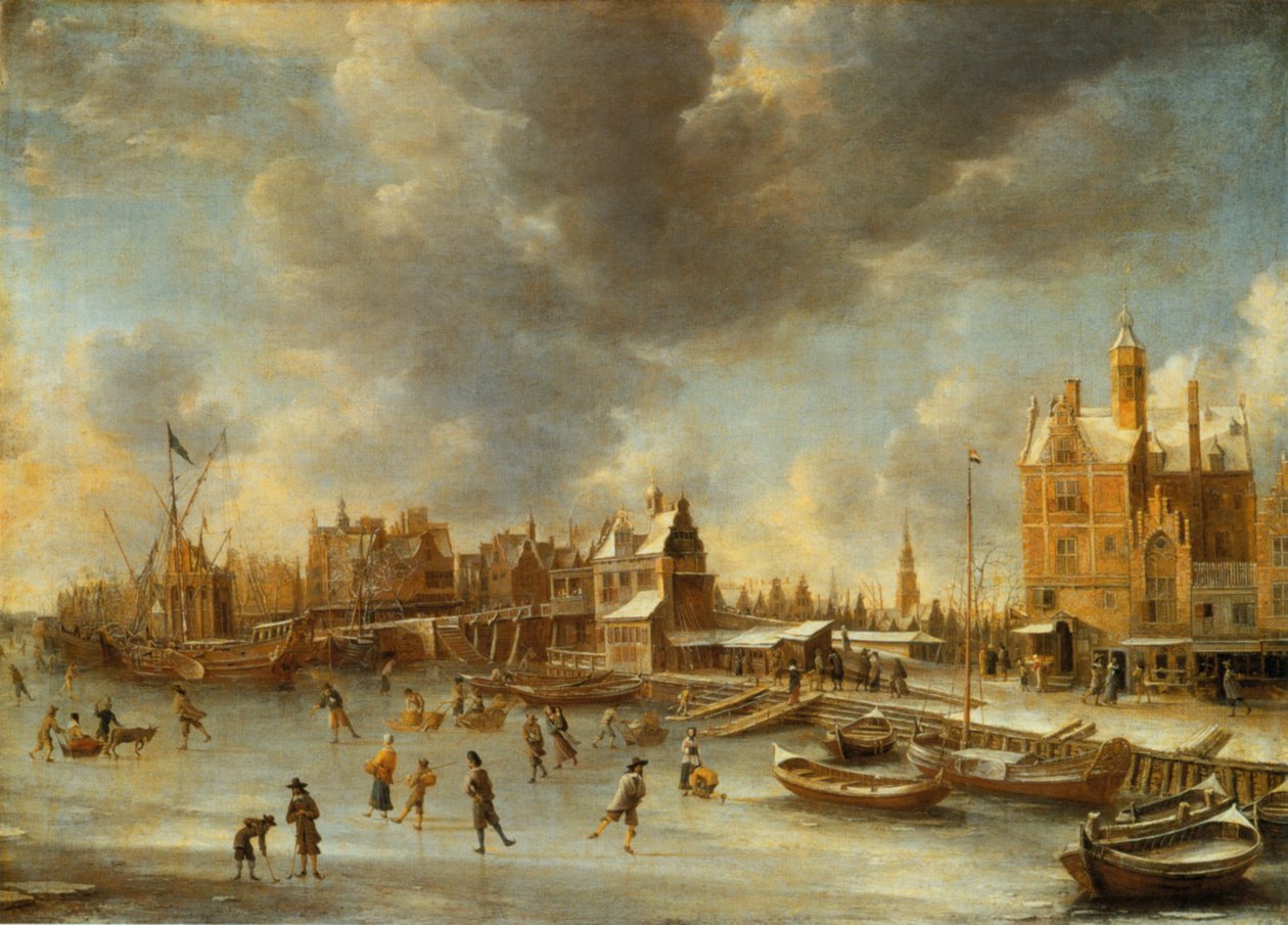 Skaters på Y foran Paalhuis av Jan Abrahamsz. Beerstraten