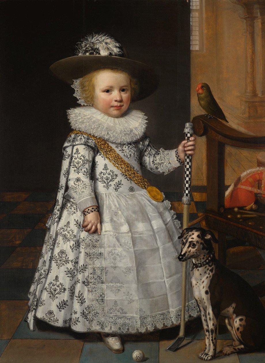 Portrett av en ung gutt med en golfkølle og ball av Jan Anthonisz. van Ravesteyn