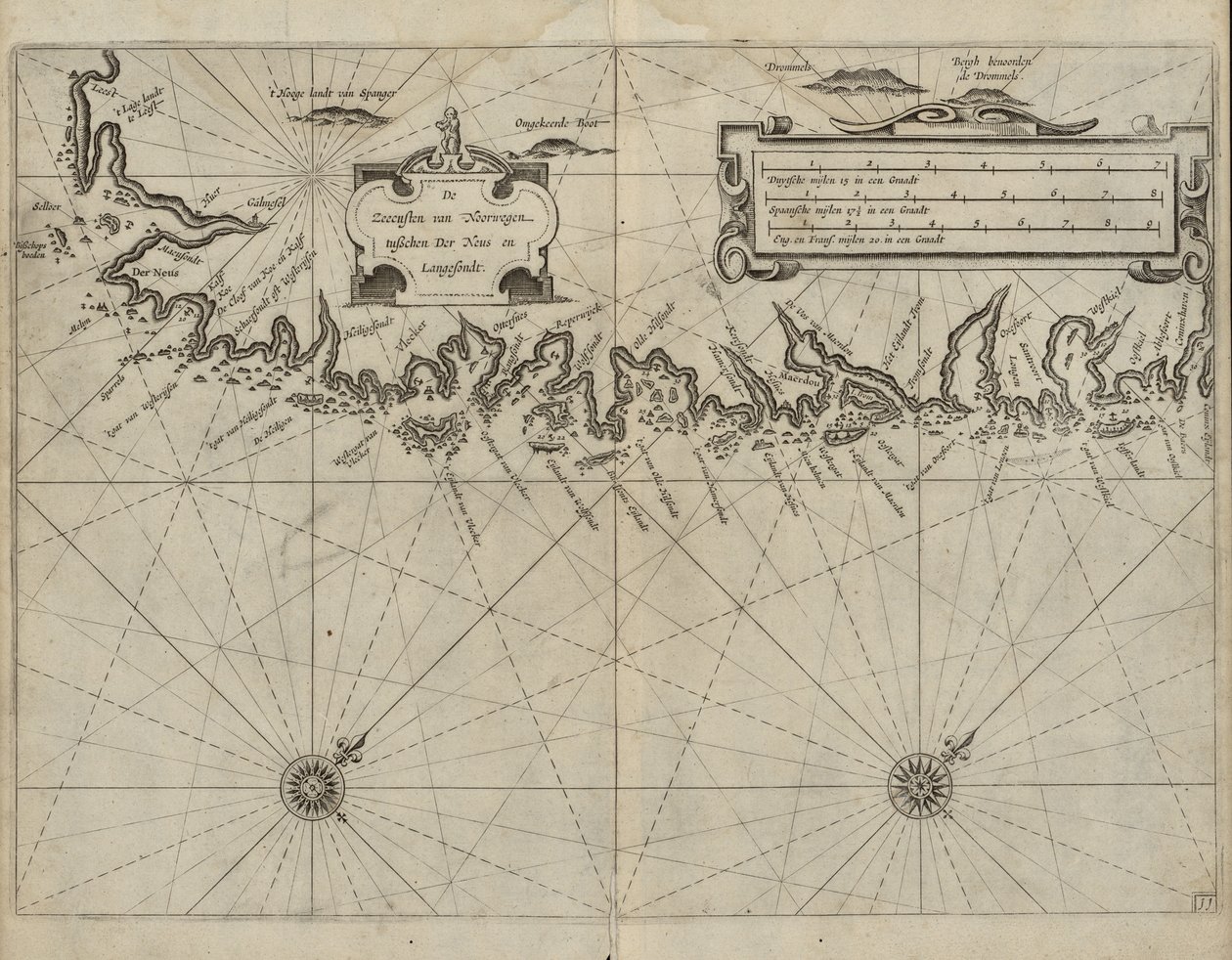 Norges sjøkyster mellom der Neus og Langesondt av Jan Blaeu