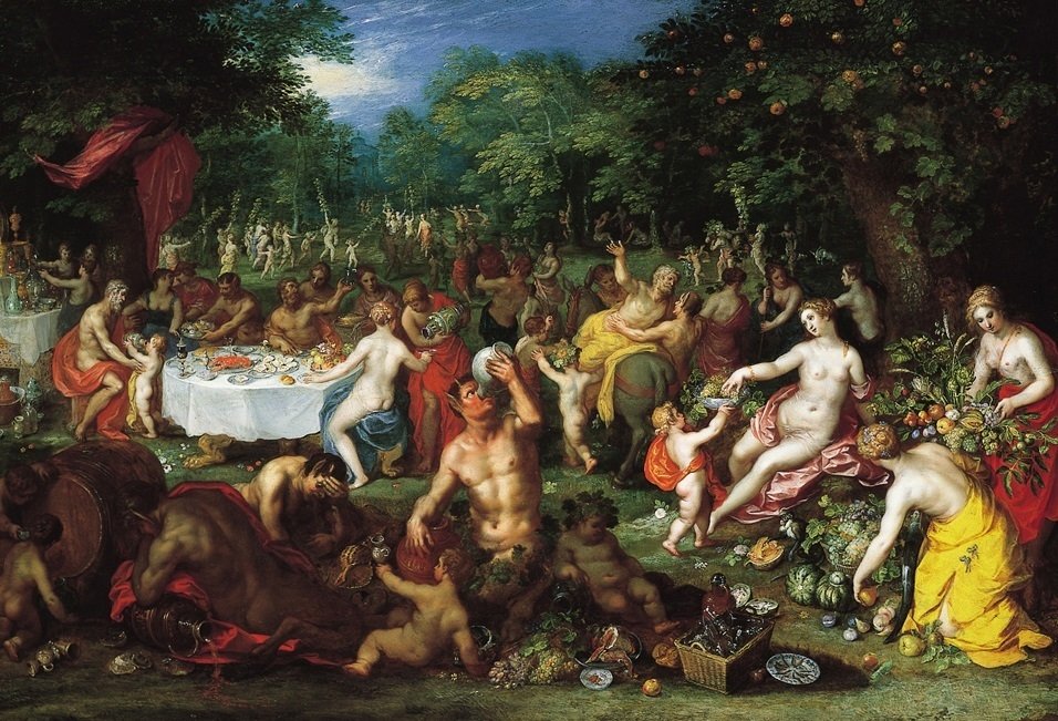 En Bacchanal av Jan the Elder Brueghel