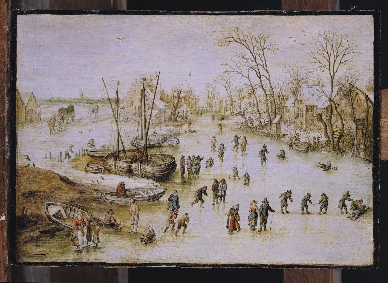 Skatere på innsjøen av Jan the Elder Brueghel
