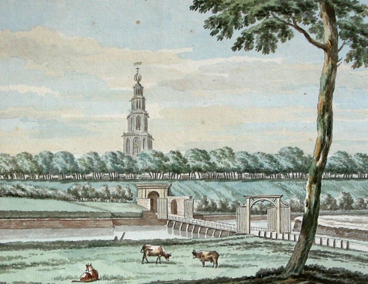 Utvendig Oosterpoort og Oosterpoortenbrug med bymur i Groningen av Jan Bulthuis