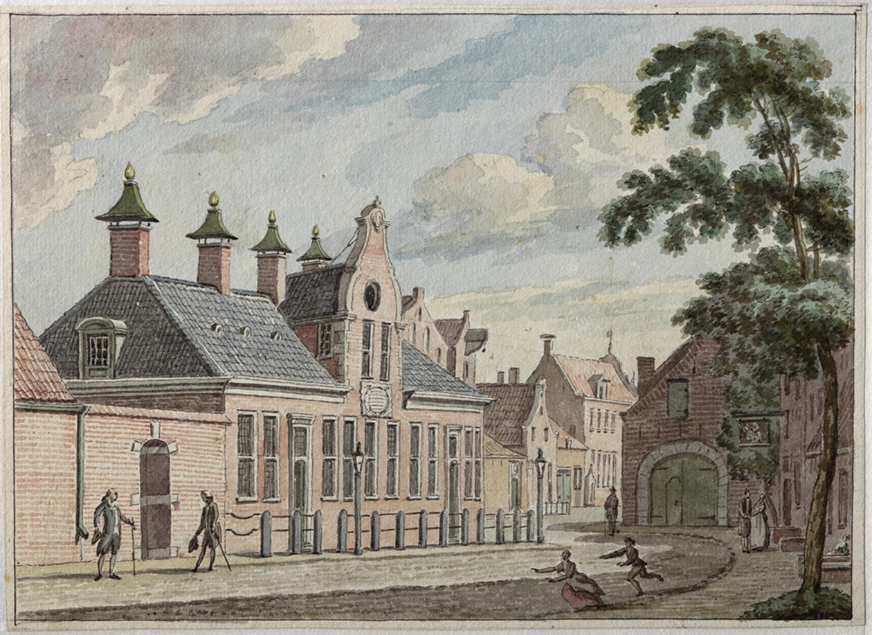 Munnekeholm med Aduardergasthuis i forgrunnen og West-Indisch Huis i bakgrunnen av Jan Bulthuis