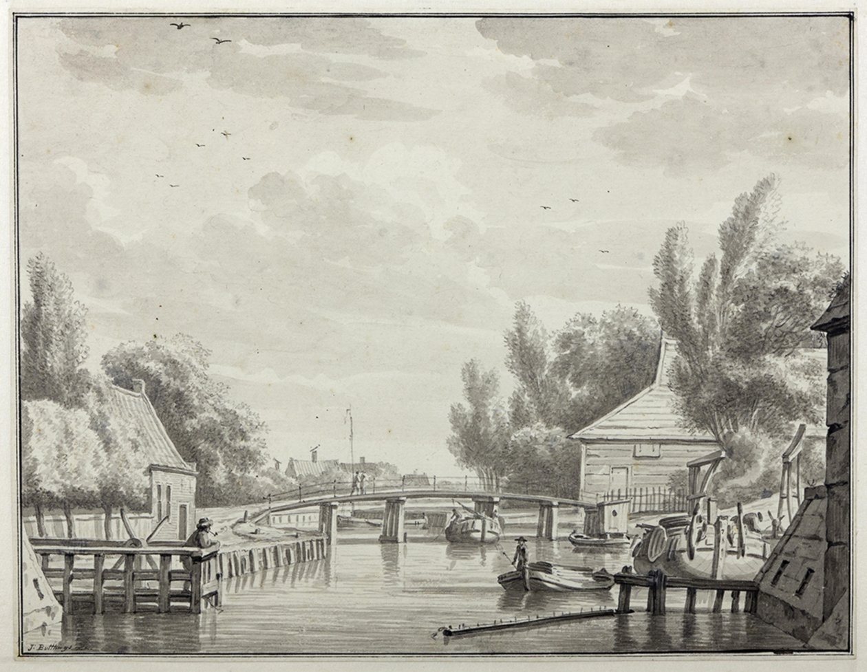 Winschoterdiep med Bontebrug, sett fra byen av Jan Bulthuis