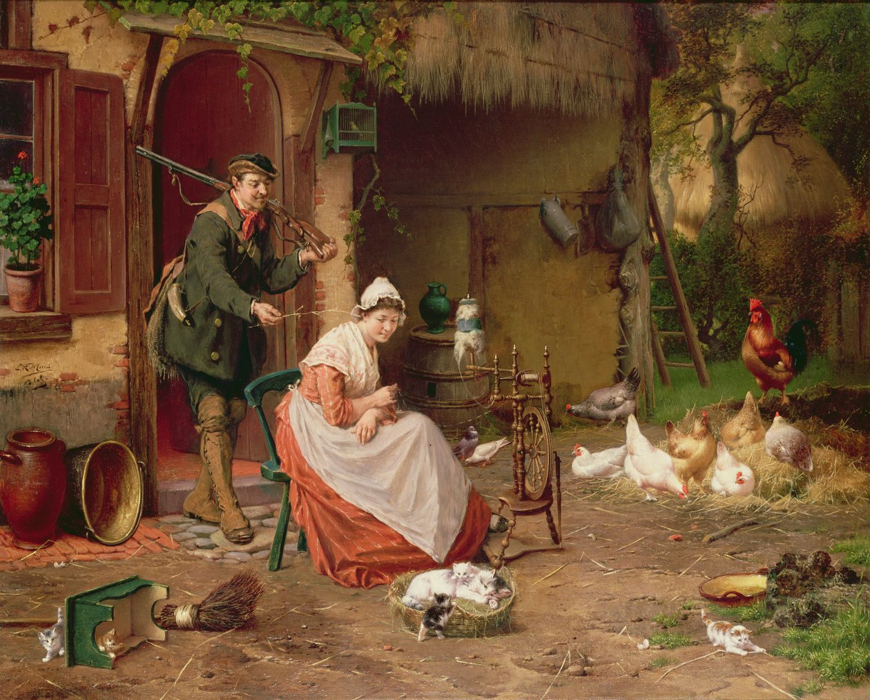 Gårdstun scene, 1800-tallet av Jan David Cole