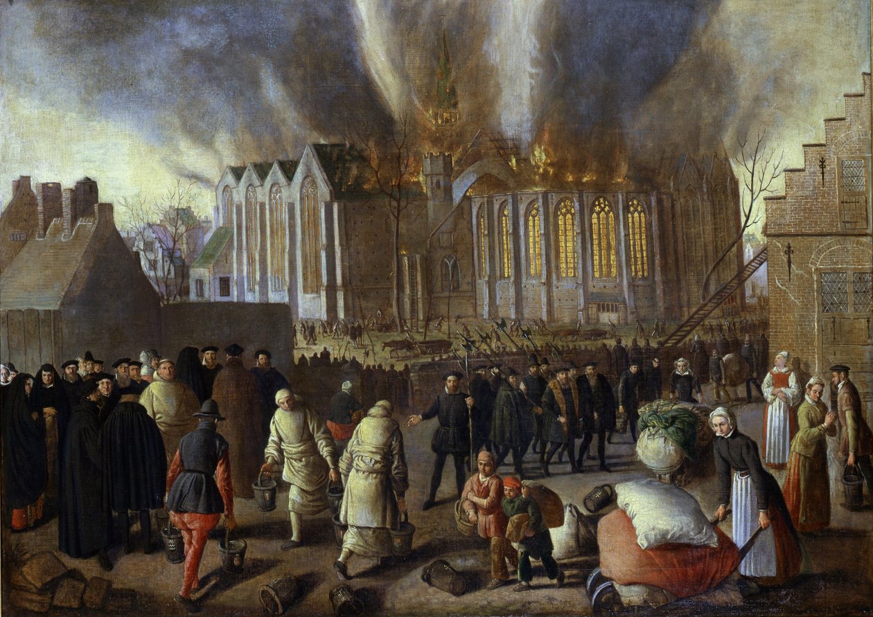 Nieuwkerk på Dordrecht brant i 1568 av Jan Doudijn