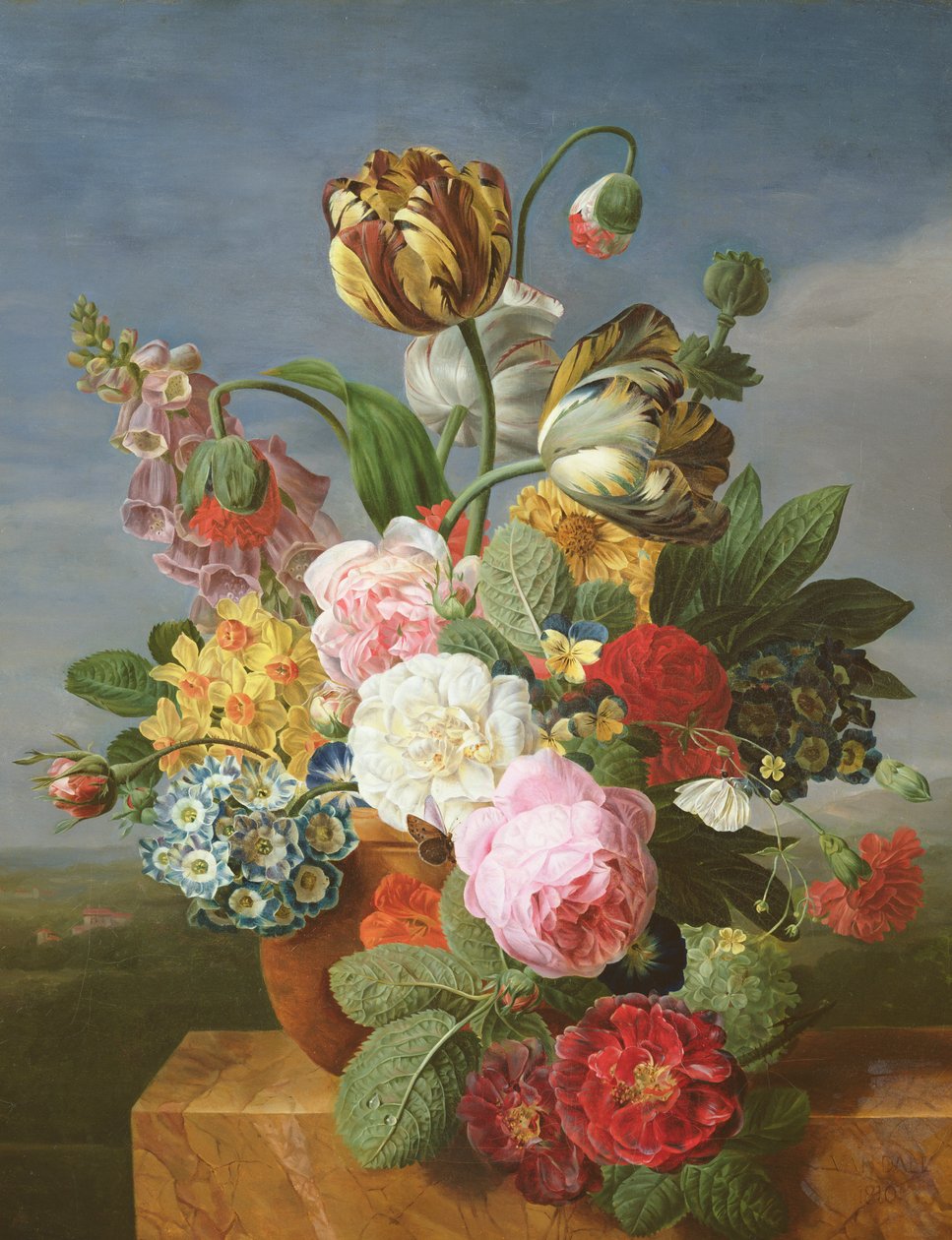 Bukett med blomster i en vase av Jan Frans van Dael