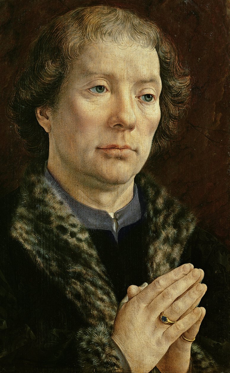 Carondelet Diptych: venstre panel som viser Jean Carondelet (1469-1545) dekan for Besancon kirke, 1517 (se også 97189 og 210363) av Jan Gossaert