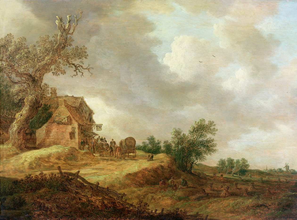 Landskap med figurer utenfor et vertshus, 1643 av Jan Josephsz van Goyen