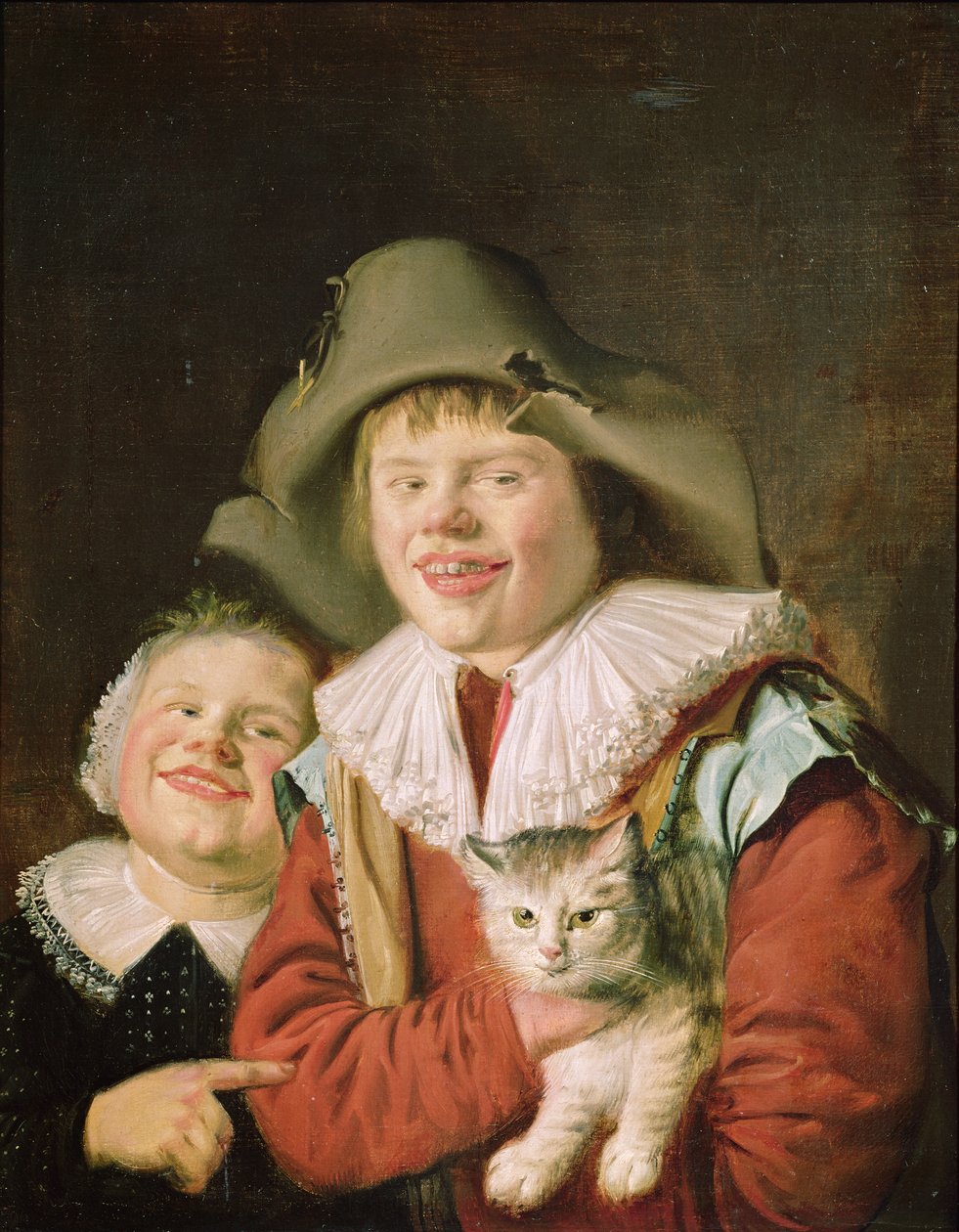 Barn som leker med en katt av Jan Miense Molenaer