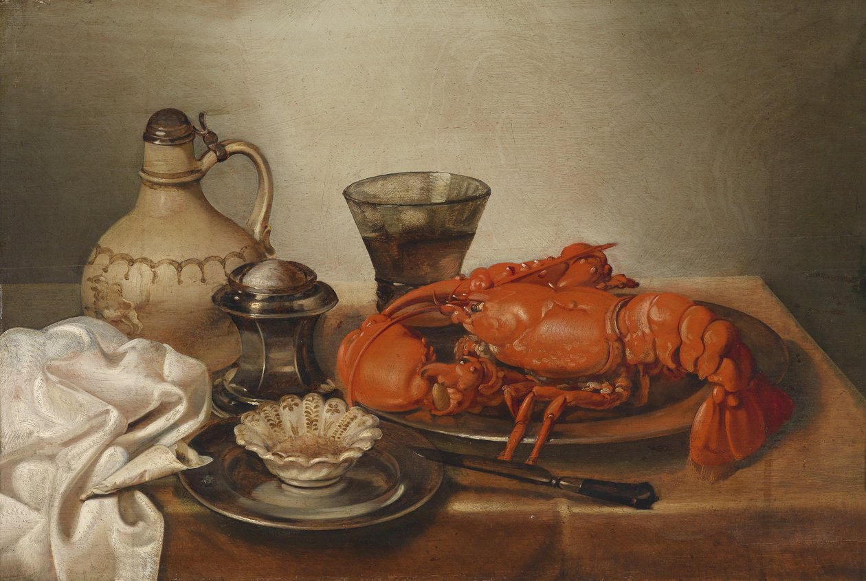 Stilleben med en hummer av Jan Pauwel Gillemans the Younger