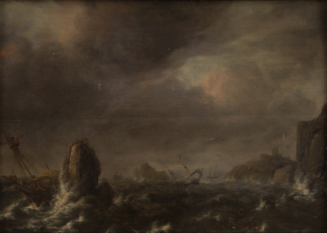 Stormfull sjø av Jan Porcellis