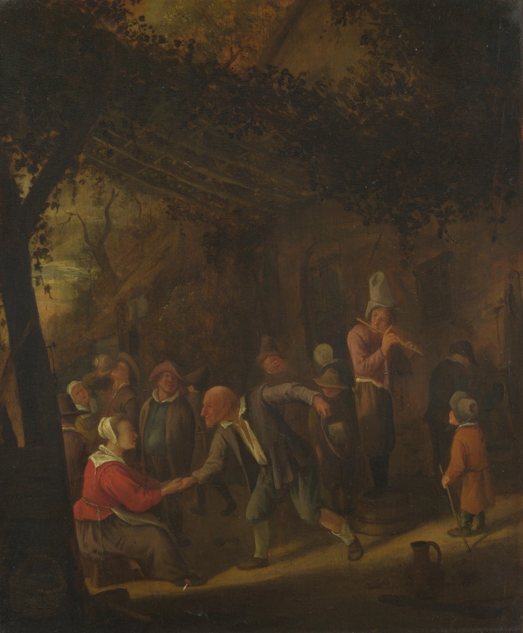 Bønder gleder seg utenfor et vertshus av Jan Havickszoon Steen