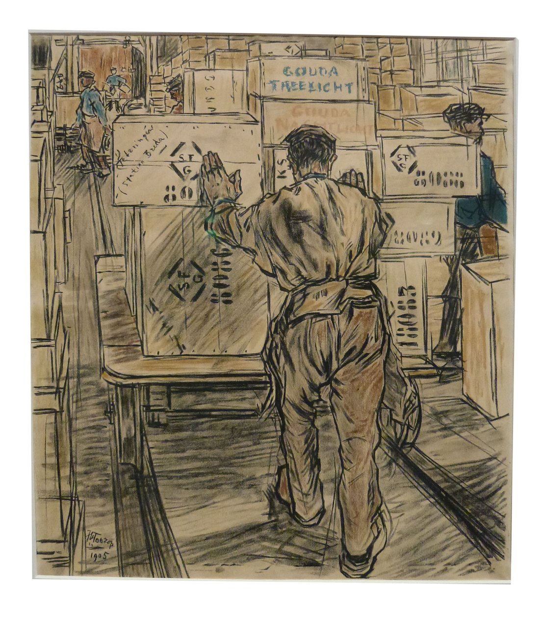 Lager 1 av de 12 litografiene som Toorop laget om produksjon av stearinlys av Jan Toorop