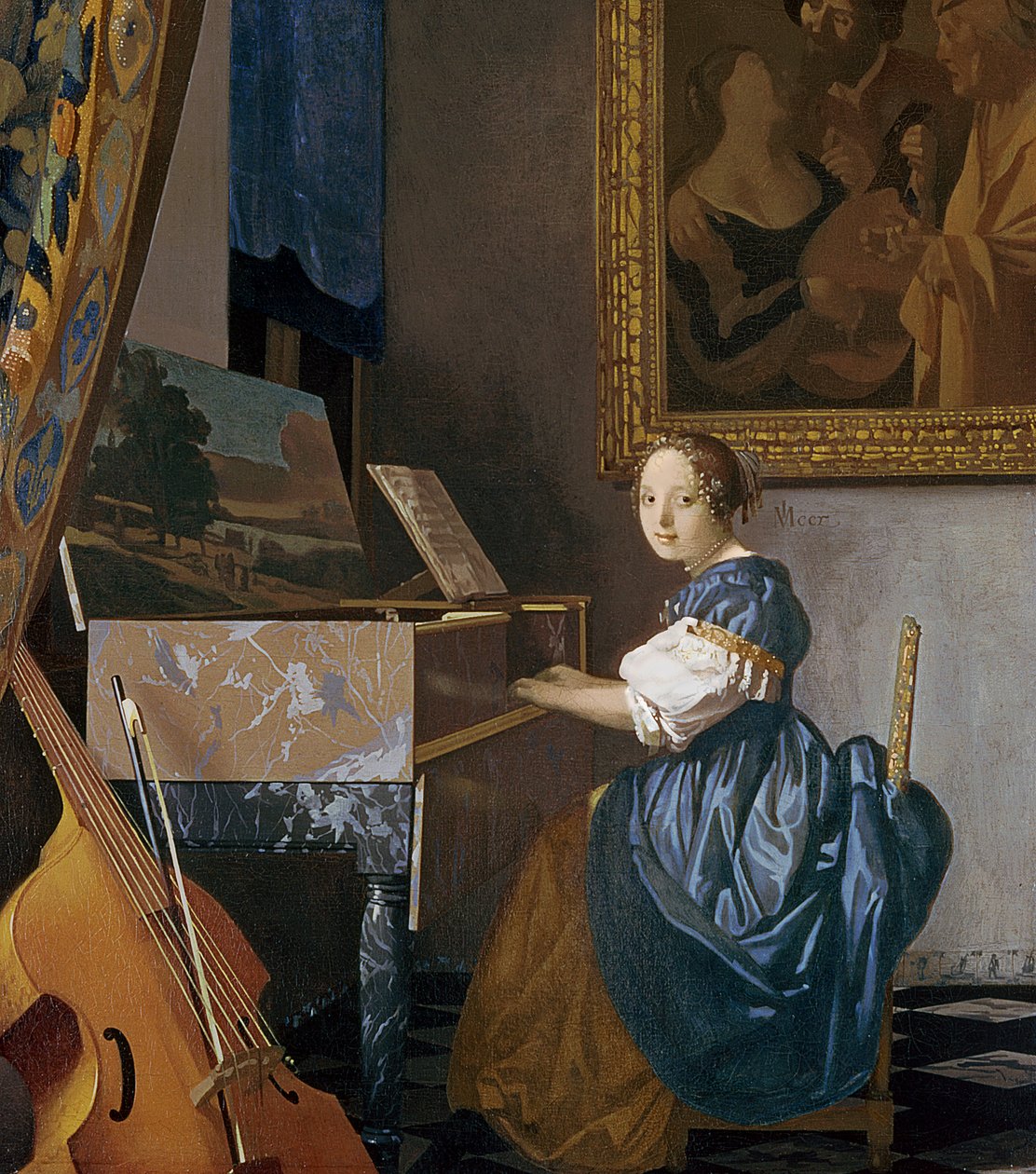 En ung dame som sitter hos en jomfru, ca. 1670 av Jan Vermeer van Delft