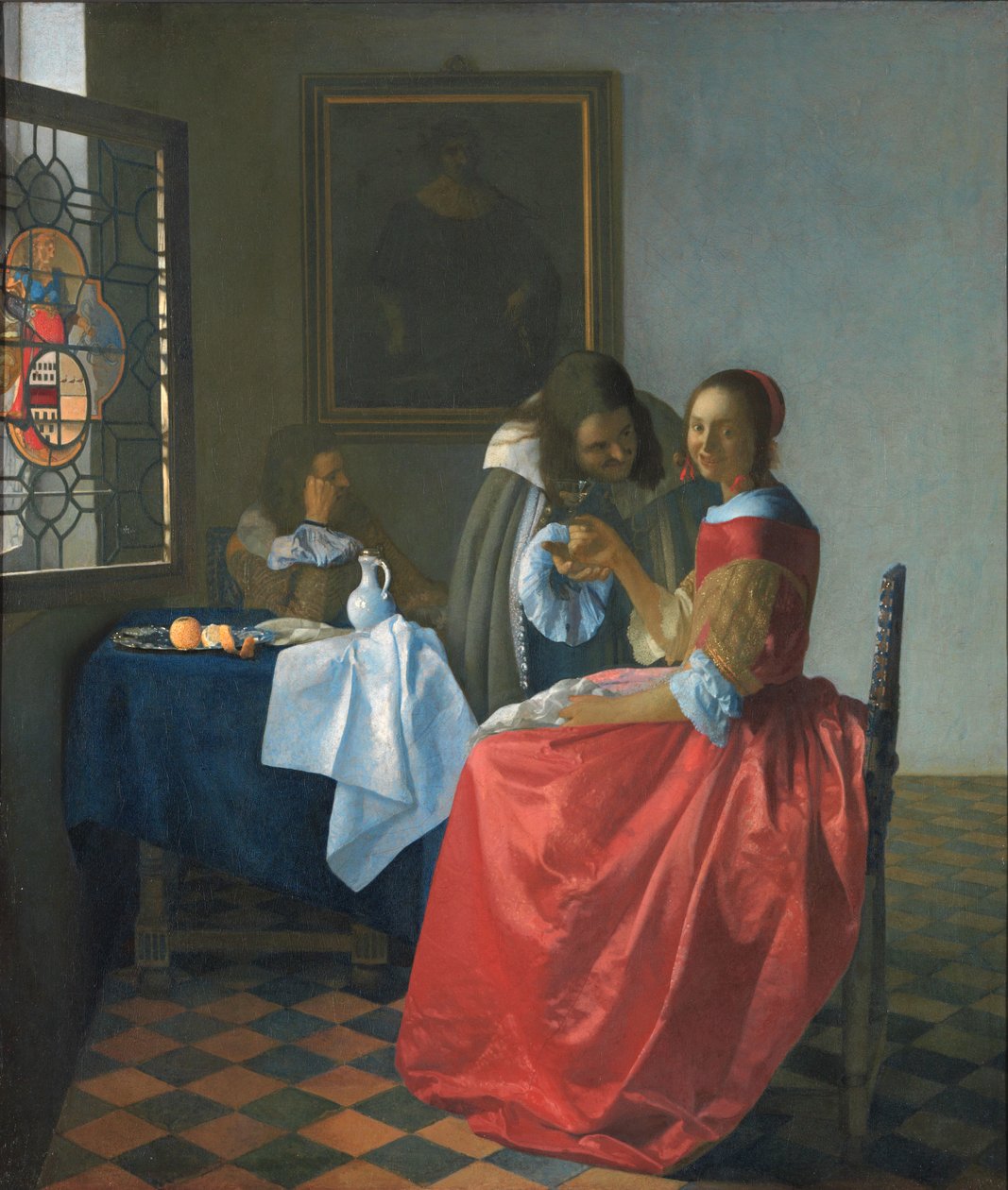 Jenta med et vinglass av Jan Vermeer van Delft