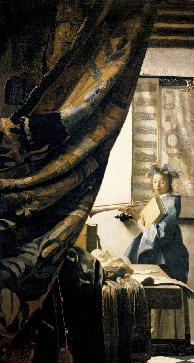 The Artists Studio, ca. 1665-66 olje på lerret detalj av 408 av Jan Vermeer van Delft