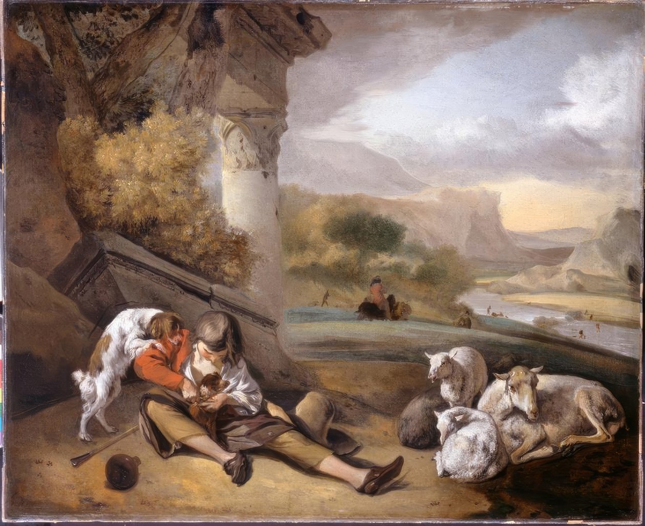 J.Weenix, Landskap med en gjetergutt av Jan Baptist Weenix