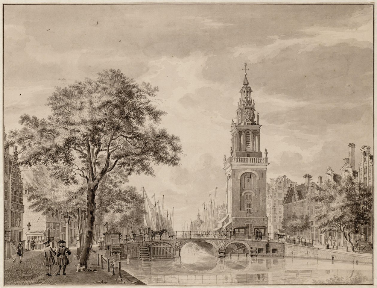 Torensluis og Jan Rodenpoortstoren. Tegning. Amsterdam, Amsterdam byarkiv av Jan de Beijer