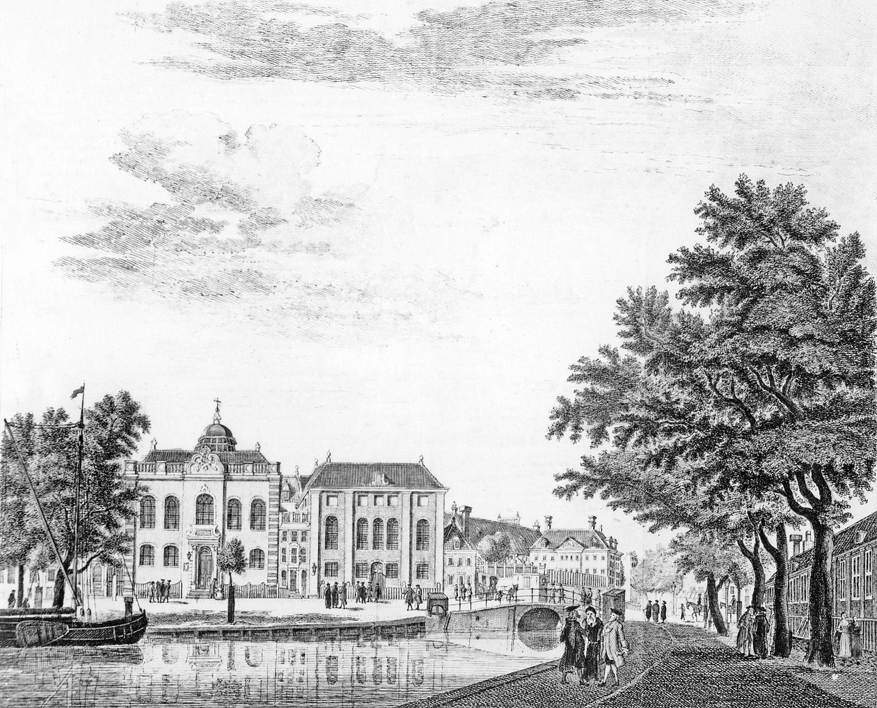De to store synagogene til tyske jøder i Amsterdam, Nederland, 1765 av Jan de Beijer